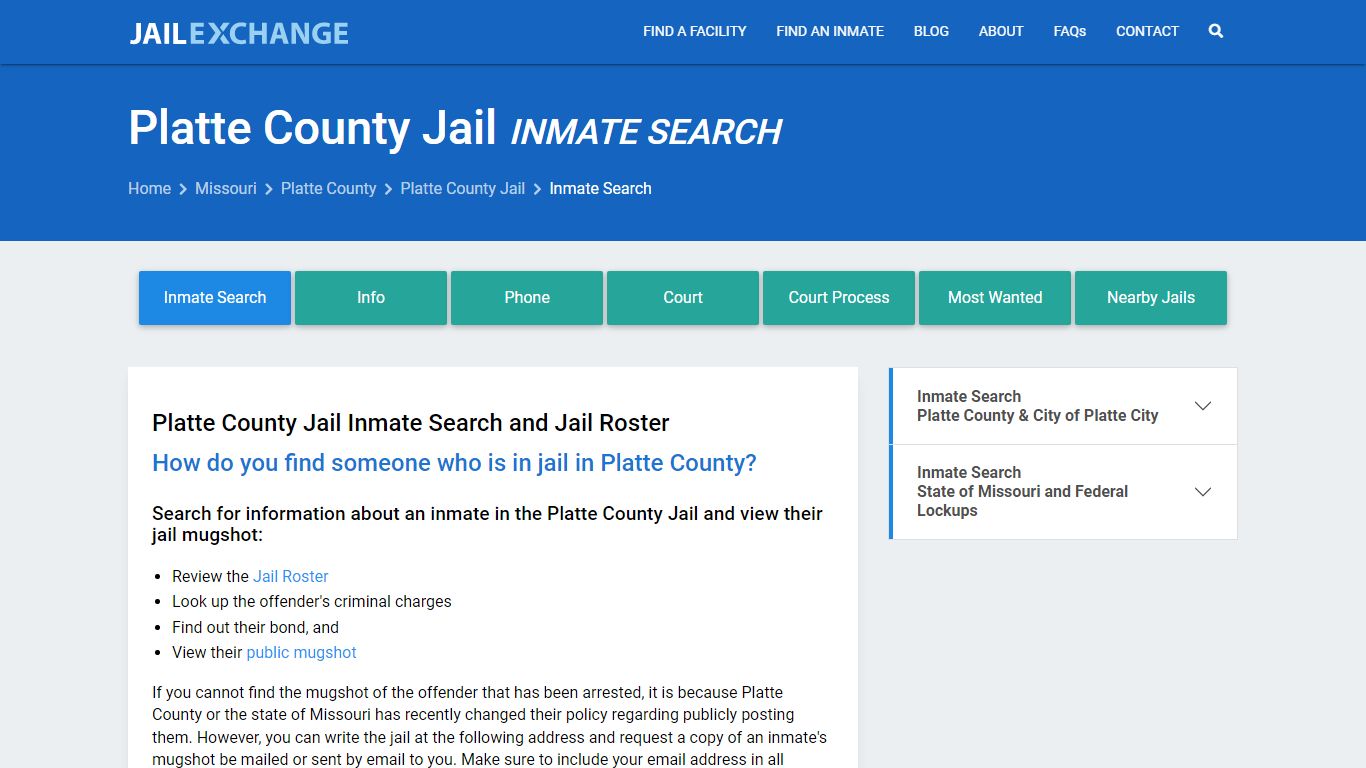 Inmate Search: Roster & Mugshots - Platte County Jail, MO
